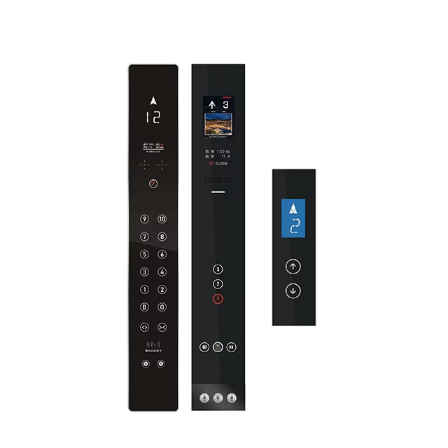 VTSP336 Aufzugs-Touch-Display zur Wandmontage mit Aufzugstaste, modernes Design, Edelstahl und Glas, Cop and Lop