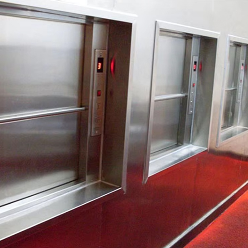 VTEF113 Hochwertiger, moderner, mit Wechselstromantrieb betriebener Restaurant- und Kellneraufzug aus Edelstahl mit PVC-Boden, ISO-zertifiziert für den Hotelgebrauch