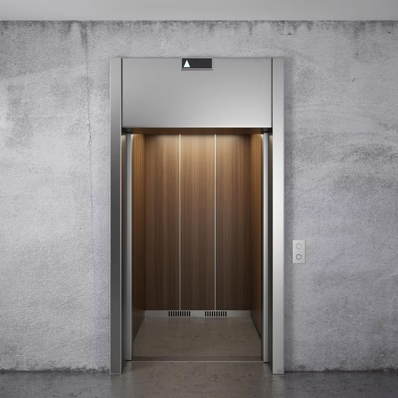 VTEP121 Heißer Verkauf NV Modell 6-8 Personen 630 kg Gearless AC Moderner Personenaufzug für Gebäude mit Edelstahl-PVC-Boden