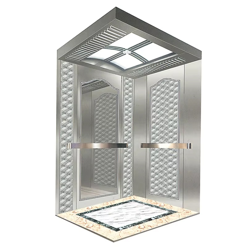 VTEP121 Heißer Verkauf NV Modell 6-8 Personen 630 kg Gearless AC Moderner Personenaufzug für Gebäude mit Edelstahl-PVC-Boden