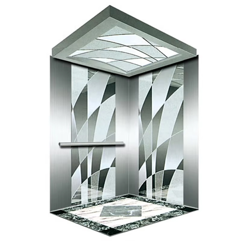 VTEP121 Heißer Verkauf NV Modell 6-8 Personen 630 kg Gearless AC Moderner Personenaufzug für Gebäude mit Edelstahl-PVC-Boden